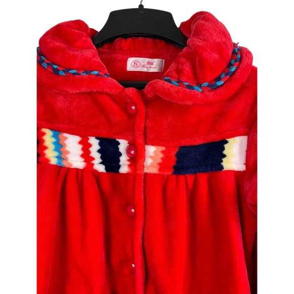 Rou Phang Extra Warm Soft Red Stripe Long Sleeve Top Bottom Pajama Lounge Set L - Picture 8 of 16